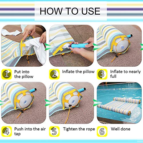 Finduwill 2-Pack Premium Swimming Pool Float Hammock, Multi-Purpose Inflatable Hammock (Saddle, Lounge Chair, Hammock, Drifter), Water Hammock Lounge (Royalblue And Greenyellow) #TOP5