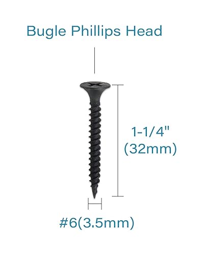 Miniatura 3 de IMSCREWS Tornillos negros #6 para paneles de yeso de 1-14 pulgadas, tornillos Phillips de cabeza plana, 100 unidades, tornillos de hoja con fosfato