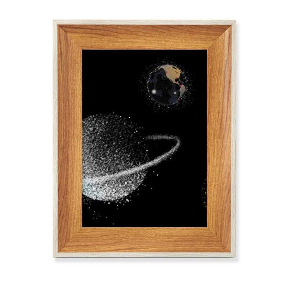 Cadre photo bois univers terre tableau art peinture blanc pour bureau