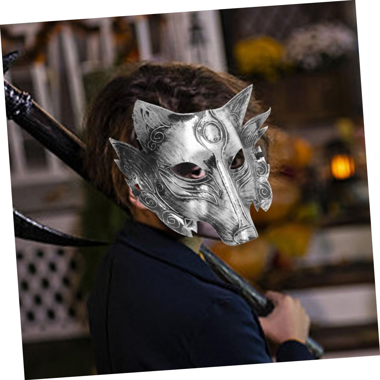 GALPADA Halloween Decorative Mask Wolf Cosplay Mask Scary Shape for Party Stage and Carnival Decorations