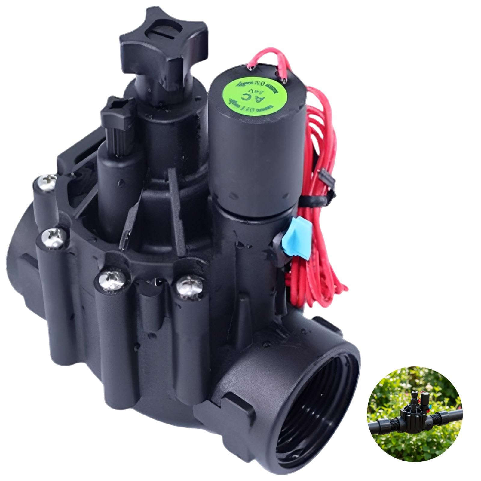 Llave de paso solenoide de riego eléctrico de 1.5 pulgadas con bobina de 24 V CA, llaves de paso solenoide de 24 V con control de flujo e interruptor manual, llave de paso de agua antimartillo de