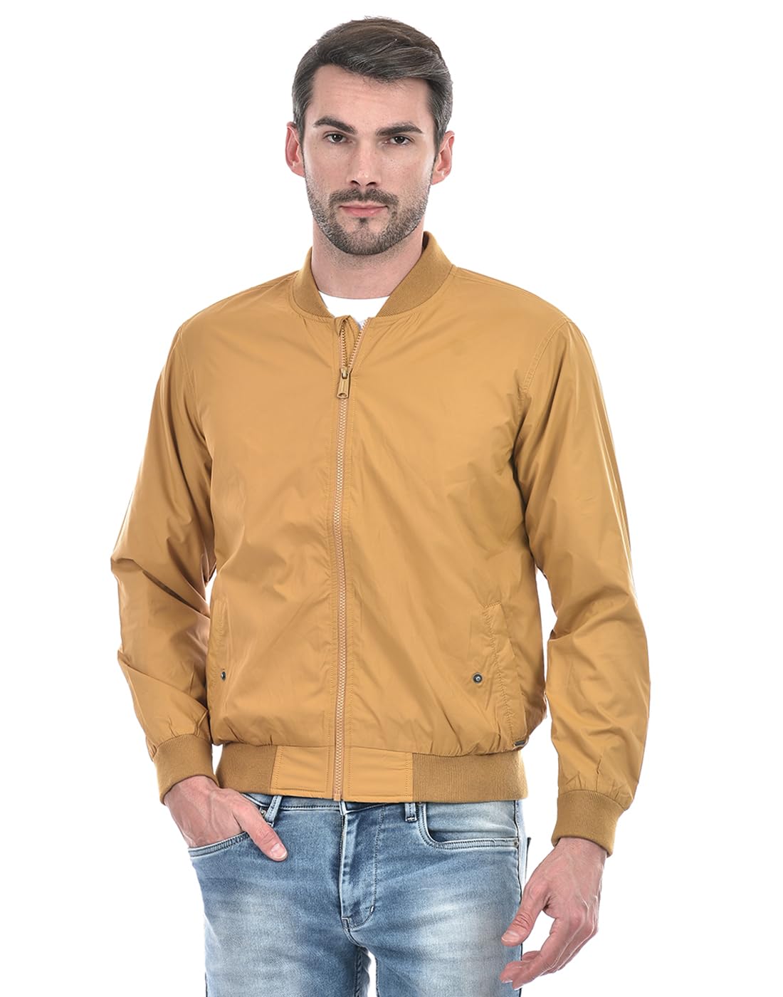Numero Uno Mens Solid Yellow Jacket