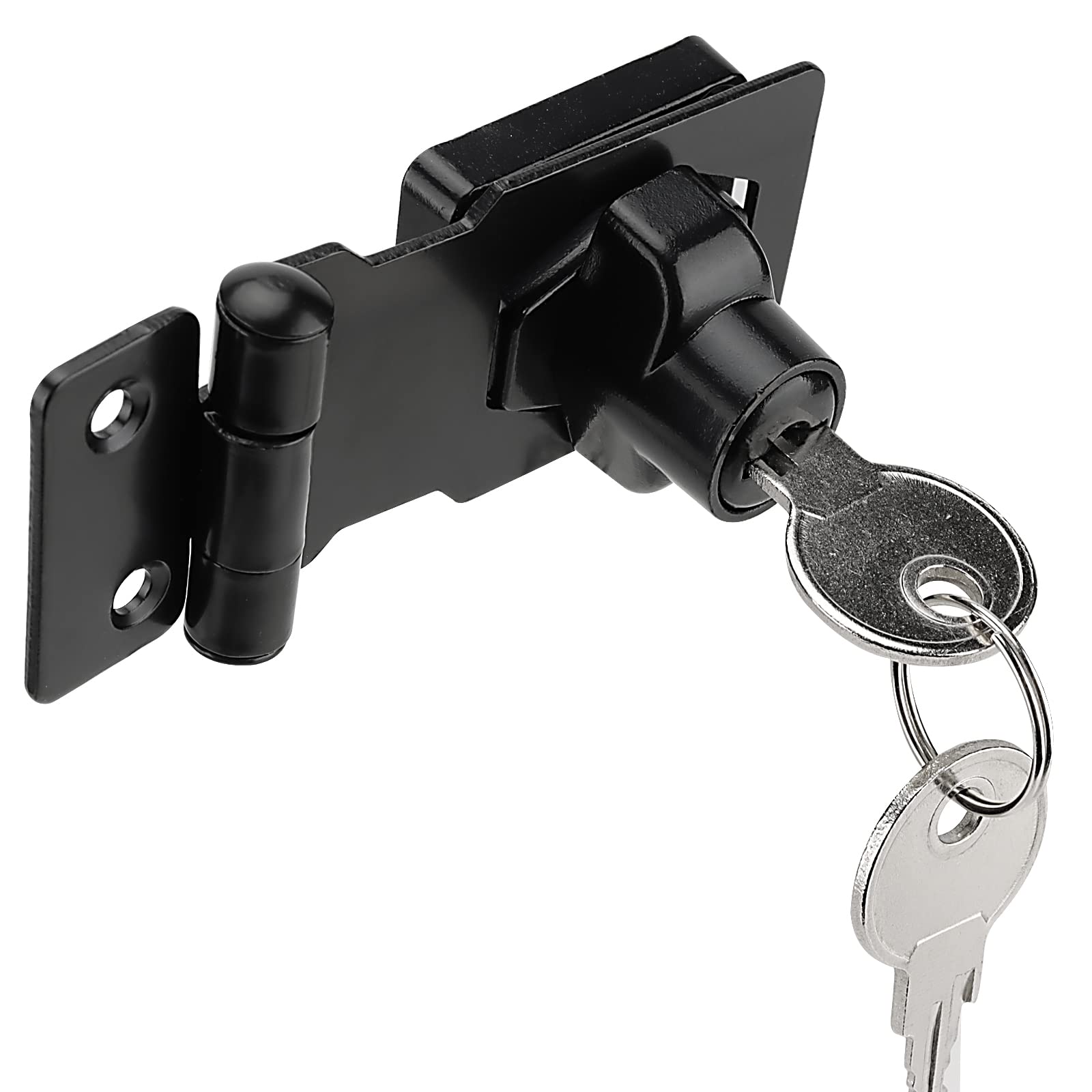 MUKLEI 2.5-Inch Keyed Hasp Lock – 5-Pack Twist Knob Locking Hasp With Keys & Screws, Matte Black For Cabinets, Doors, Boxes