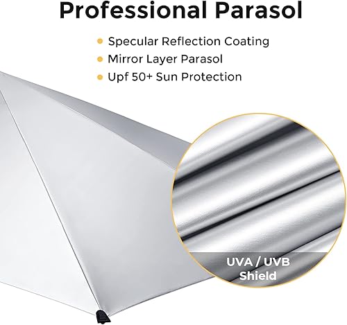 Miniatura 6 de G4Free Paquete de 2 paraguas para sillas de altura ajustable con abrazadera universal para silla de playa, carrito de golf, silla de ruedas,