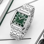 Montre carrée classique pour hommes avec bracelet en acier inoxydable à chiffres romains et massif