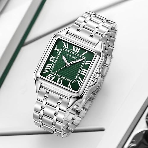 Miniatura 2 de Classic Square Watch for Men with Vintage Roman Numeral and Solid Stainless Steel Band