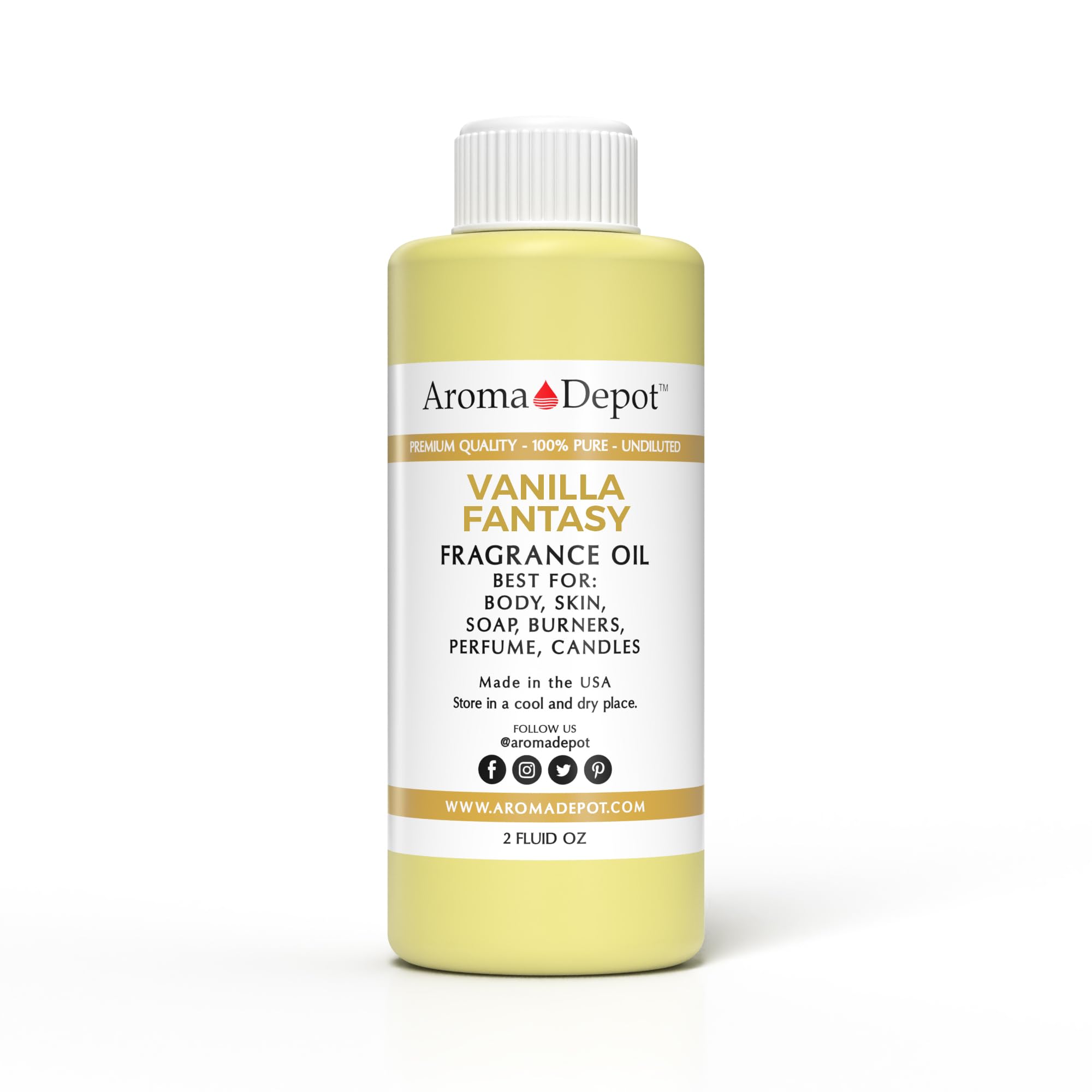 Aroma Depot 2oz Vanilla Fantasy Perfume Oil for Making, Body Oil, Soap, Candle Making &amp; Incense. Our Version is a Premium Quality Undiluted &amp; Alcohol Free
