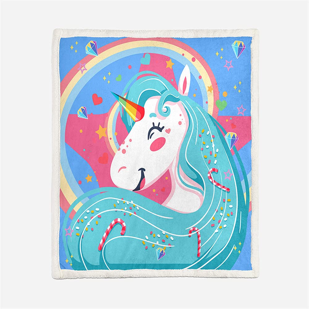 Plaid in pile Unicorno Arcobaleno 120x150 cm W049