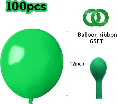Miniatura 2 de Globos verdes de 12 pulgadas, paquete de 100 globos verdes de látex gruesos para decoraciones de fiesta de Navidad