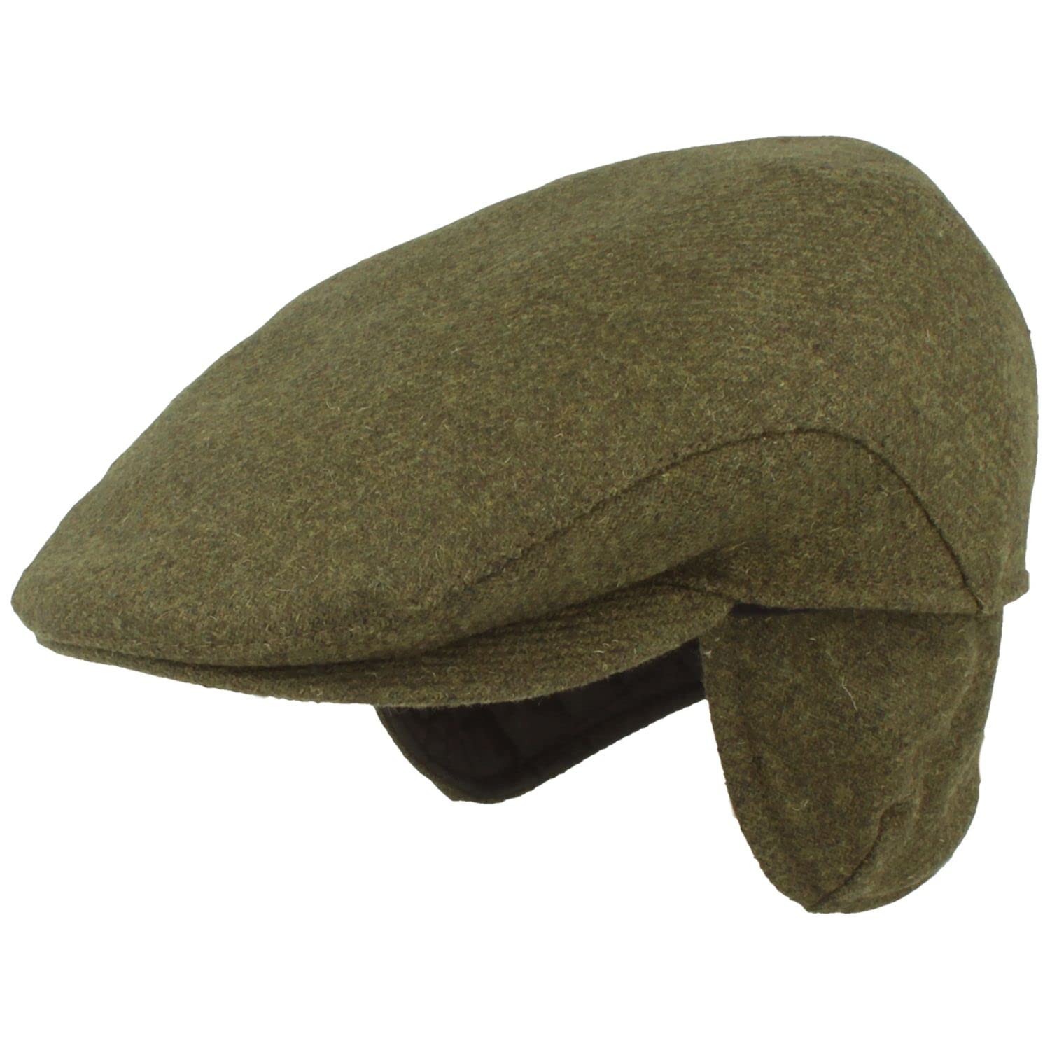Breiter Casquette Plate d'hiver pour Homme avec Cache-Oreilles - 100% Laine - avec Protection des Oreilles Rabattable - Doux pour la Peau et Confortable