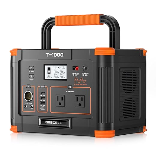 Portable Power Station 500W(Peak 1000W), 519Wh Outdoor Solar Generator Backup Battery Pack with 2 110V AC Outlets, 500W 10-Port Powerhouse for RV/Van Camping Fishing Climbing Road Trip Home Emergency