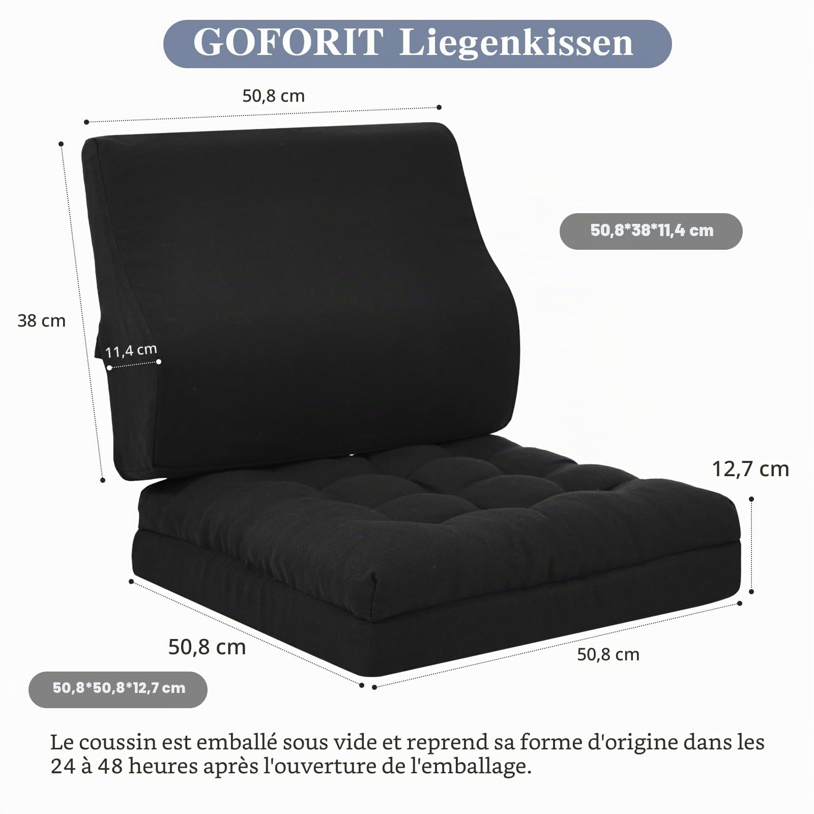 GOFORIT Coussin d'assise avec coussin de dossier, rehausseur de siège pour personnes âgées, double couche en mousse à mémoire de forme, coussin lombaire ergonomique pour fauteuil, canapé, chaise