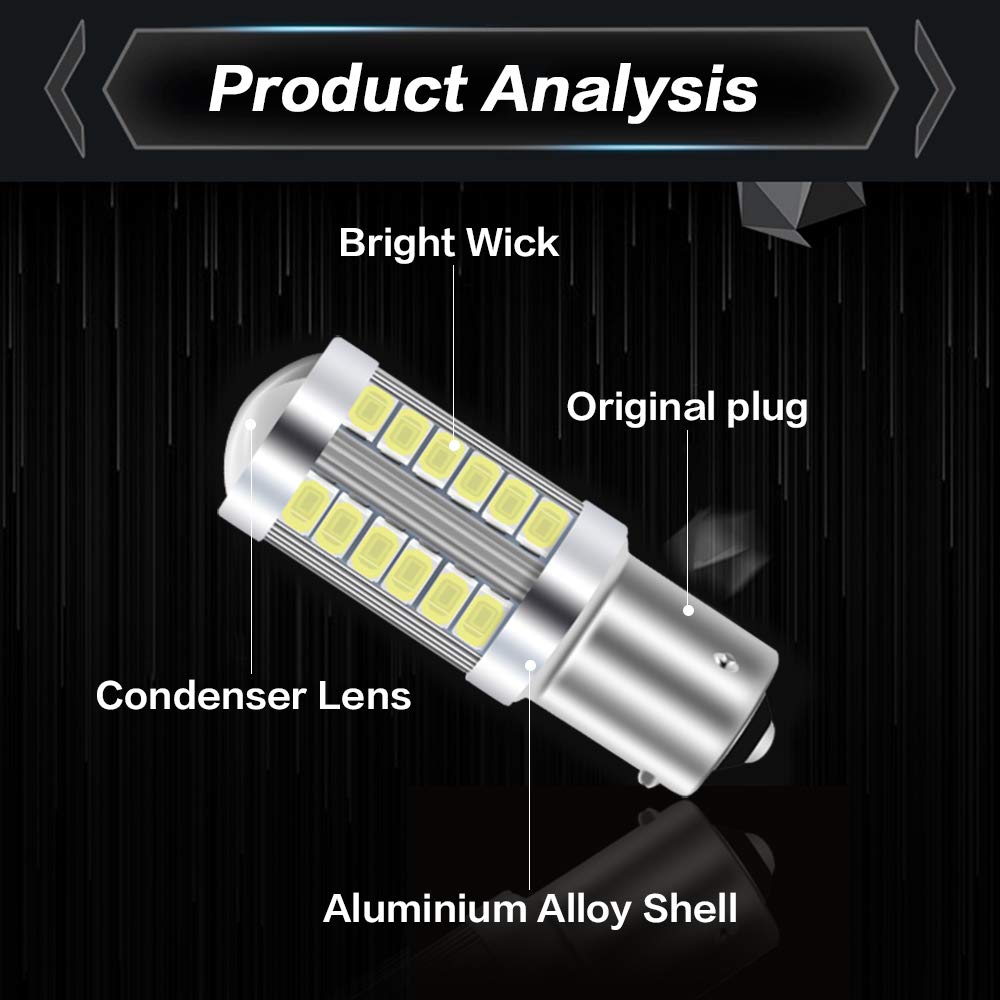 NATGIC BAU15S 1156 7507 PY21W LED-lampen rood 21 - EX 2835 SMD-chipsets met lensprojector voor remstop achterverlichting, achteruitrijverlichting, 10-16V 10.5W (2-Pack