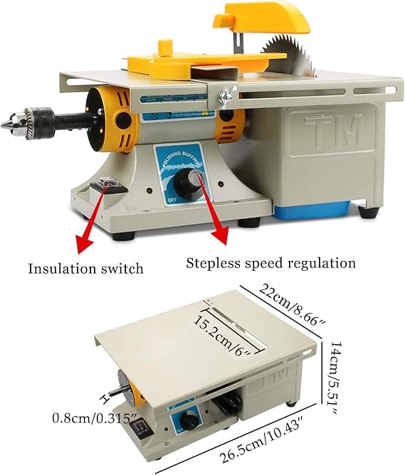 Gem Rock Polishing Buffer Machine, 850W Mini Table Rock Saw Jewelry Lapidary Equipment Bench Lathe Polisher Device 8000-11000RPM for Agate, Metal, Wood - Ideal for Jewelry Making and Lapidary Work
