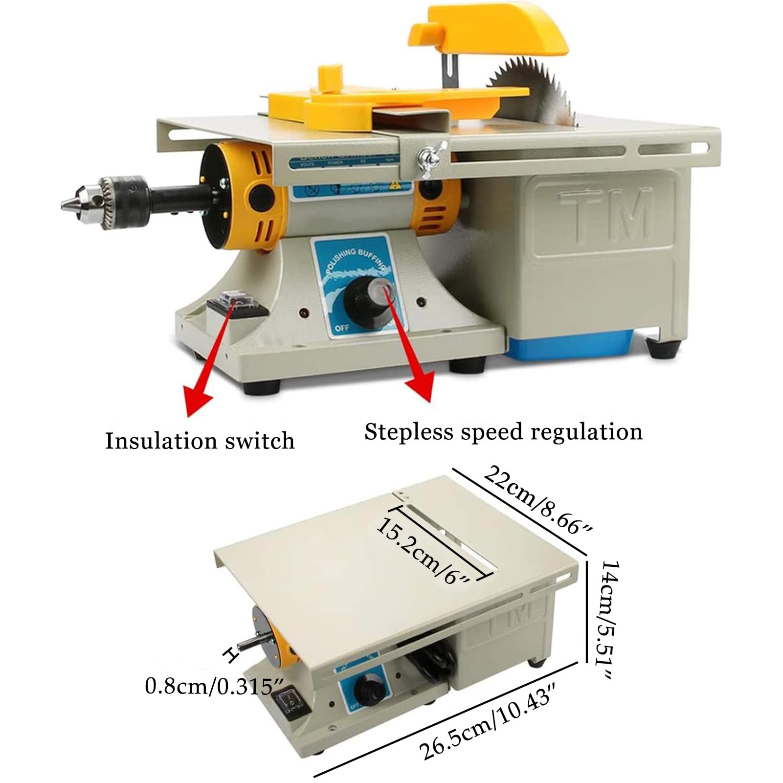 Equipo Tallado Gemológico, Pulidora Multifuncional Mesa 850 W 8000-11000 RPM, Máquina Especializada para Jade Y Minerales con Tecnología Anti Vibración