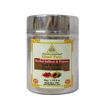 Khadi Pure Herbal Saffron & Papaya Anti Wrinkle Face Pack, 50 g, Beige, (KPSFPPAWFMX1) - image, photos