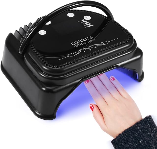 64W LED Nail Lamp Dryer Machine with Smart Sensor Design, Salon Home Manicure Tool for Nail Polish, Phototherapy Glue, Extension Glue Curing (UK) 23.2 x 21.5 x 9.1cm - Cordless and Rechargeable