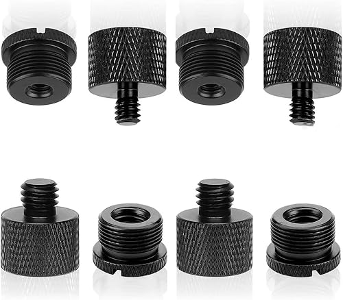 Miniatura 7 de Kit de adaptador de rosca de micrófono de 58 a 38 adaptadores de tornillo de micrófono 14 a 58 Adaptador de soporte de micrófono de aleación de
