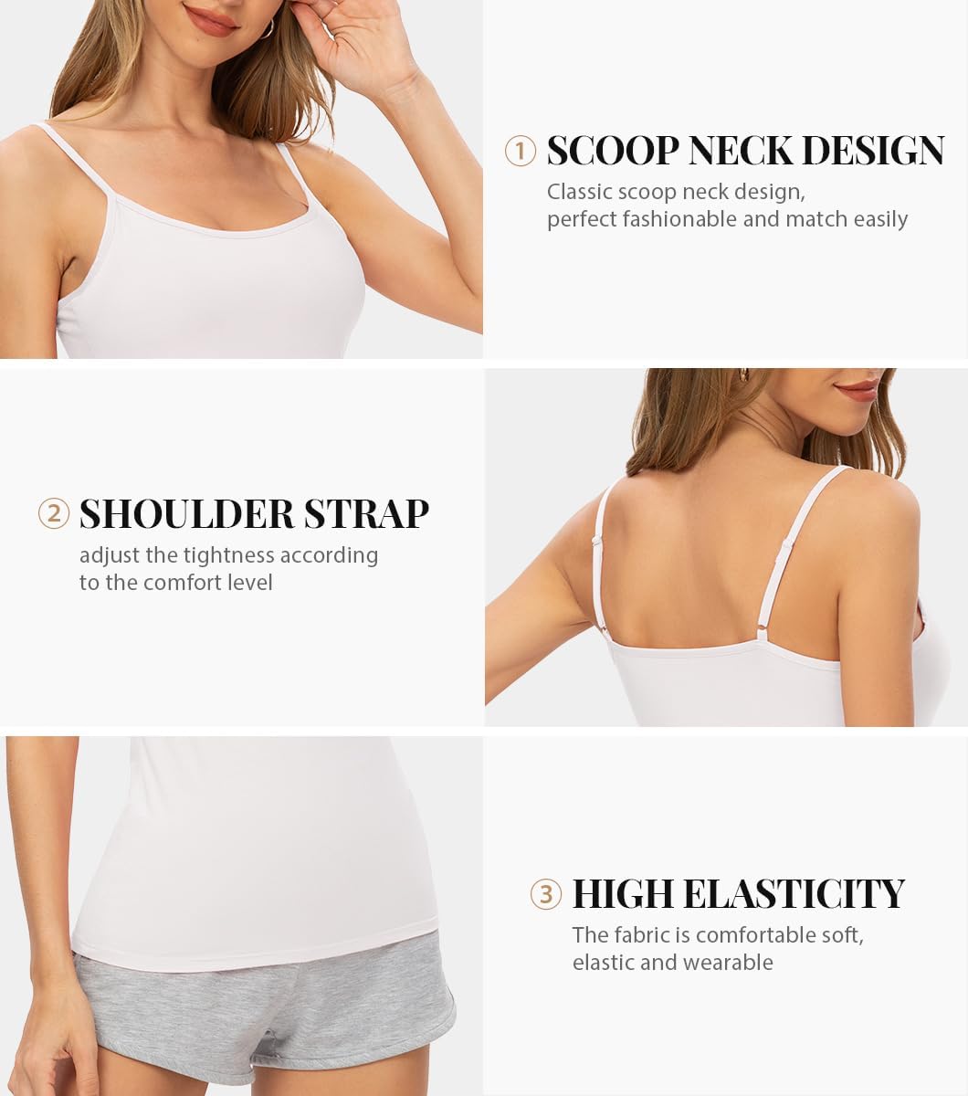 Rosyline 4 Piece Women Camisole Basic Undershirt Adjustable Spaghetti Strap Tank Top - Image 3