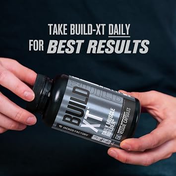 Jacked Factory Build-XT Daily Muscle Builder & Performance Enhancer - Muscle Building Supplement for Muscular Strength & Growth | Trademarked Ingredients Peak02, ElevATP, Astragin - 120 Veggie Pills
