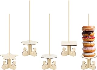 Zoyiancy 5Pcs Donut Display Stand, Clear Doughnut Holder, Wood Donuts Holder Stand, Bagel Display Tower for Wedding Birthday Party Dessert Table
