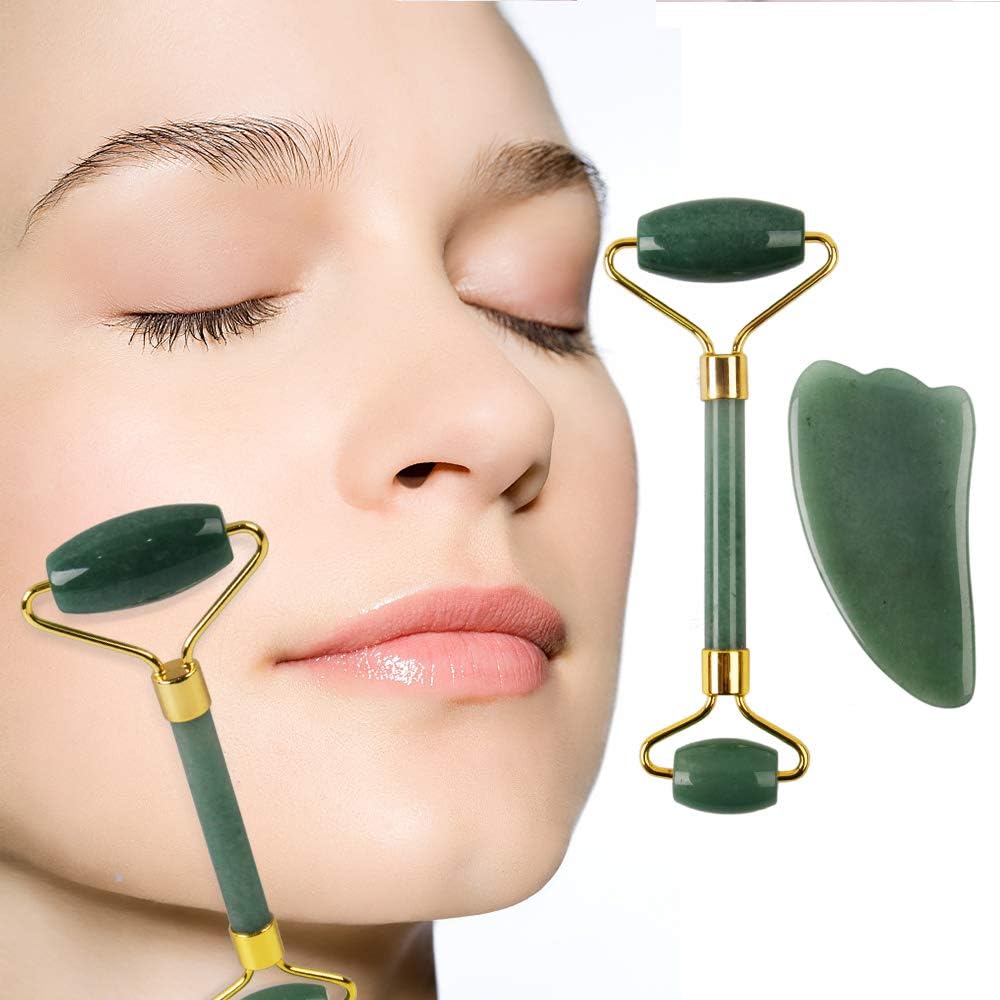 Jade Roller for The Face with Massager and Anti-Aging, Jade Roller for Face Real Jade 100% Jade, Suitable for Face Body and Eyes Treatment.