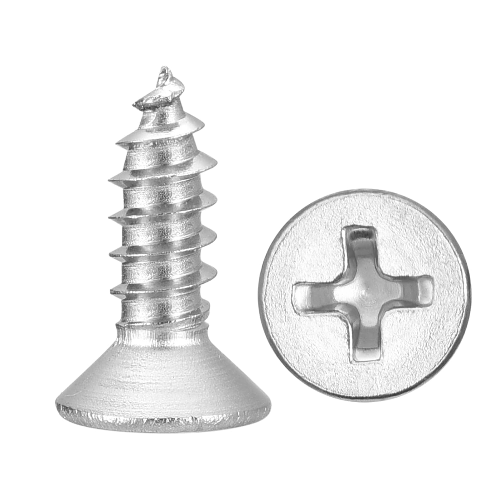 METALLIXITY Countersunk Phillips Wood Screw (#8x1/2") 100Pcs, 304 Stainless Steel Coarse Thread Phillips Drive Flat Head Wood Screws - for Furniture Installation Repair, Silver