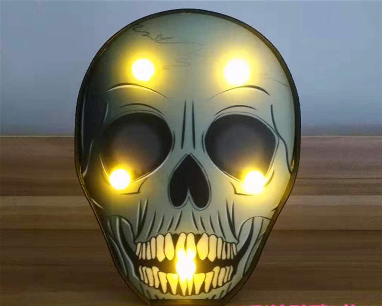 Ulalaza Skull B Halloween Led Night Lights Battery Operated Jack-O-Lantern Pumpkin Bat Spider Skull For Children Halloween House Party Decoration
