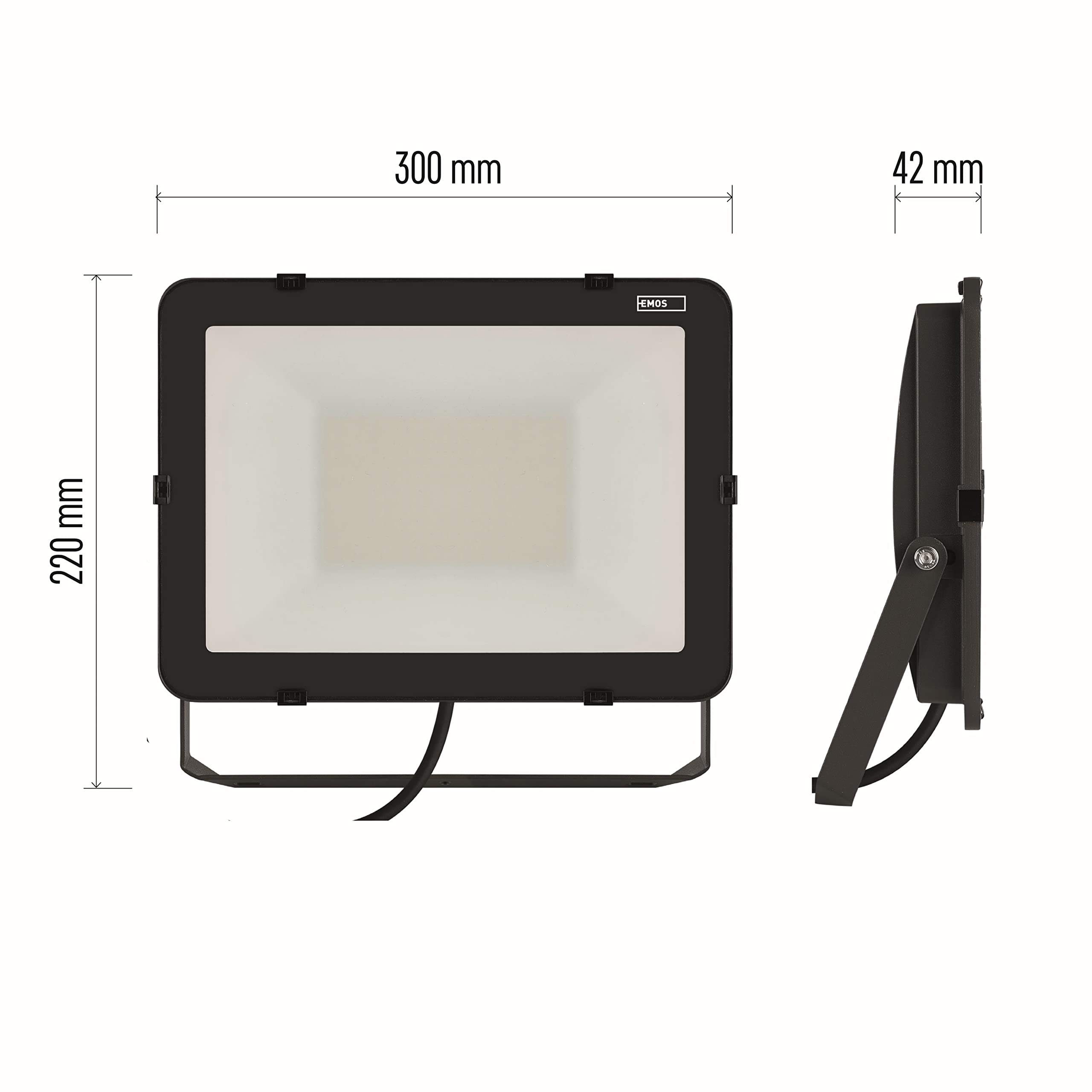 EMOS LED Strahler Profi 100W, wasserdichtes und stoßfestes Alu Flutlicht für Innen und Außen, Helligkeit 11000lm, Neutralweiß 4000K, CRI>80, Lebensdauer 50000h, Flacker-frei, 5 Jahre Garantie, Schwarz