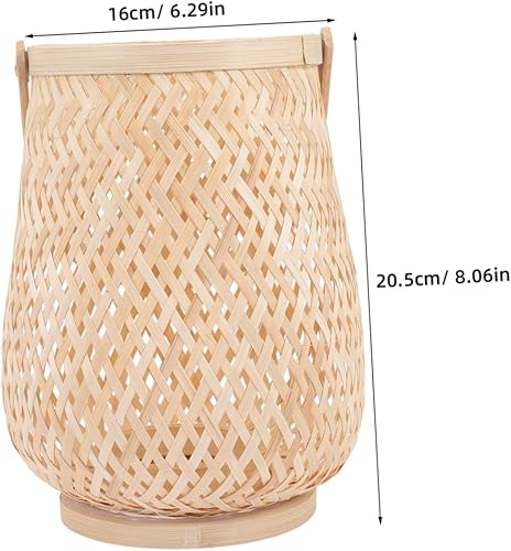 Miniatura 2 de Farol de mimbre para velas, linterna natural de ratán con asa, faroles de bambú para exteriores, portavelas decorativos para el hogar