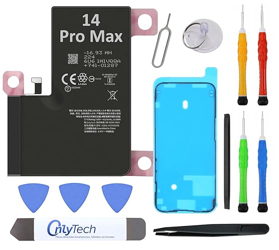 OnlyTech - Premium Replacement Battery for iPhone 14 Pro Max - 4323 mAh, same as the original - Includes 12 professional tools set and screen adhesive