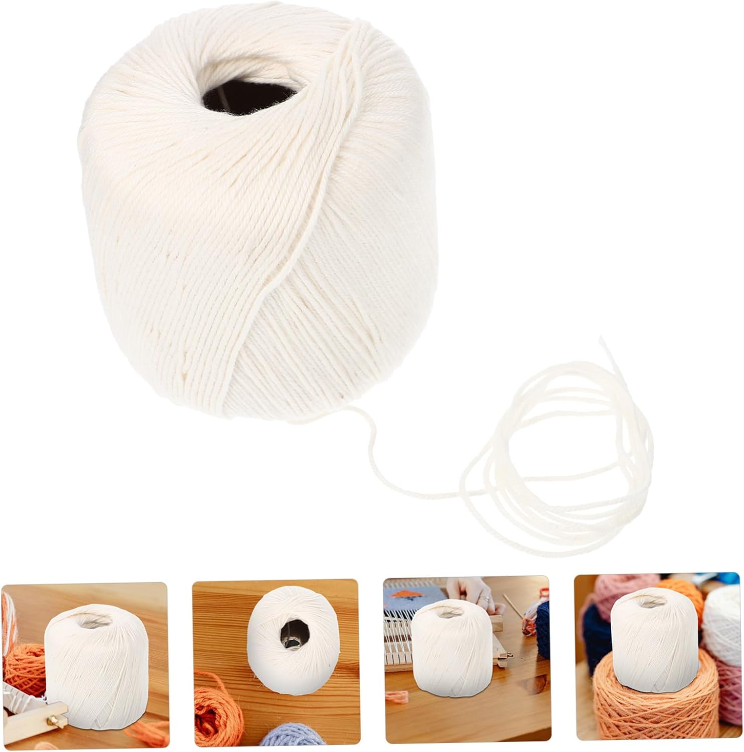 Xmas Cotton Crochet Yarn Roll for Jewelry Making, White