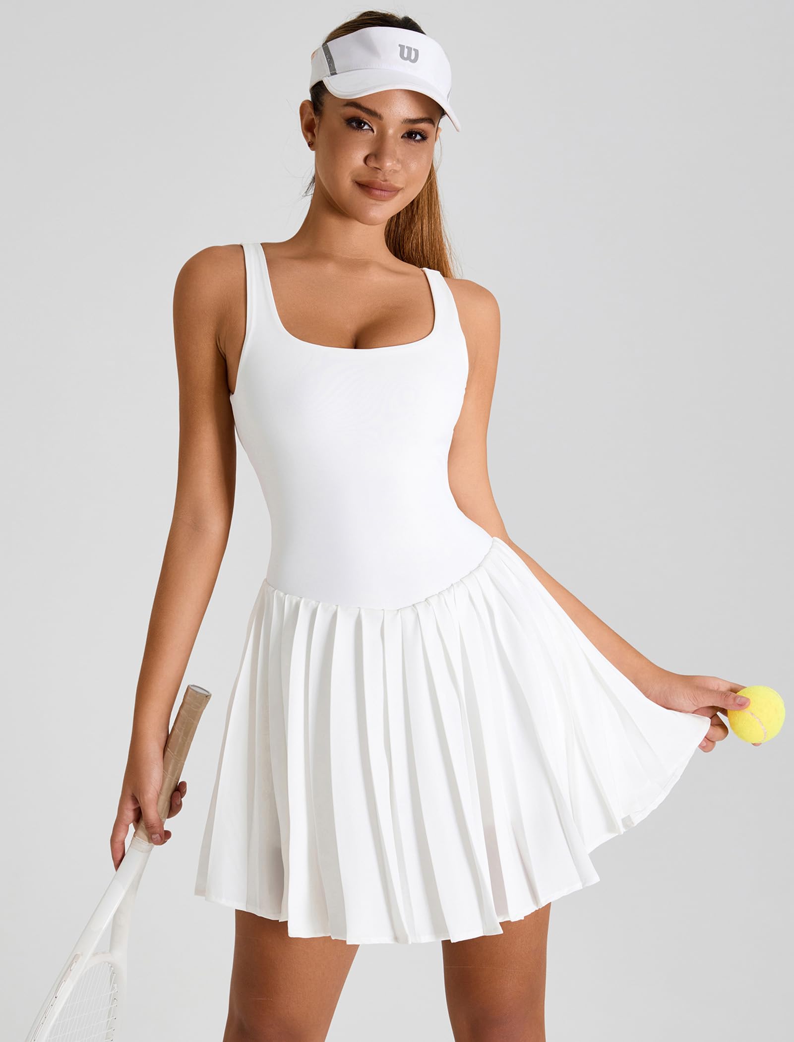 AGYMNX Robe de Tennis Femme avec Soutien-Gorge et Short Robes de Golf sans Manches Eté Casual Sport Athlétique