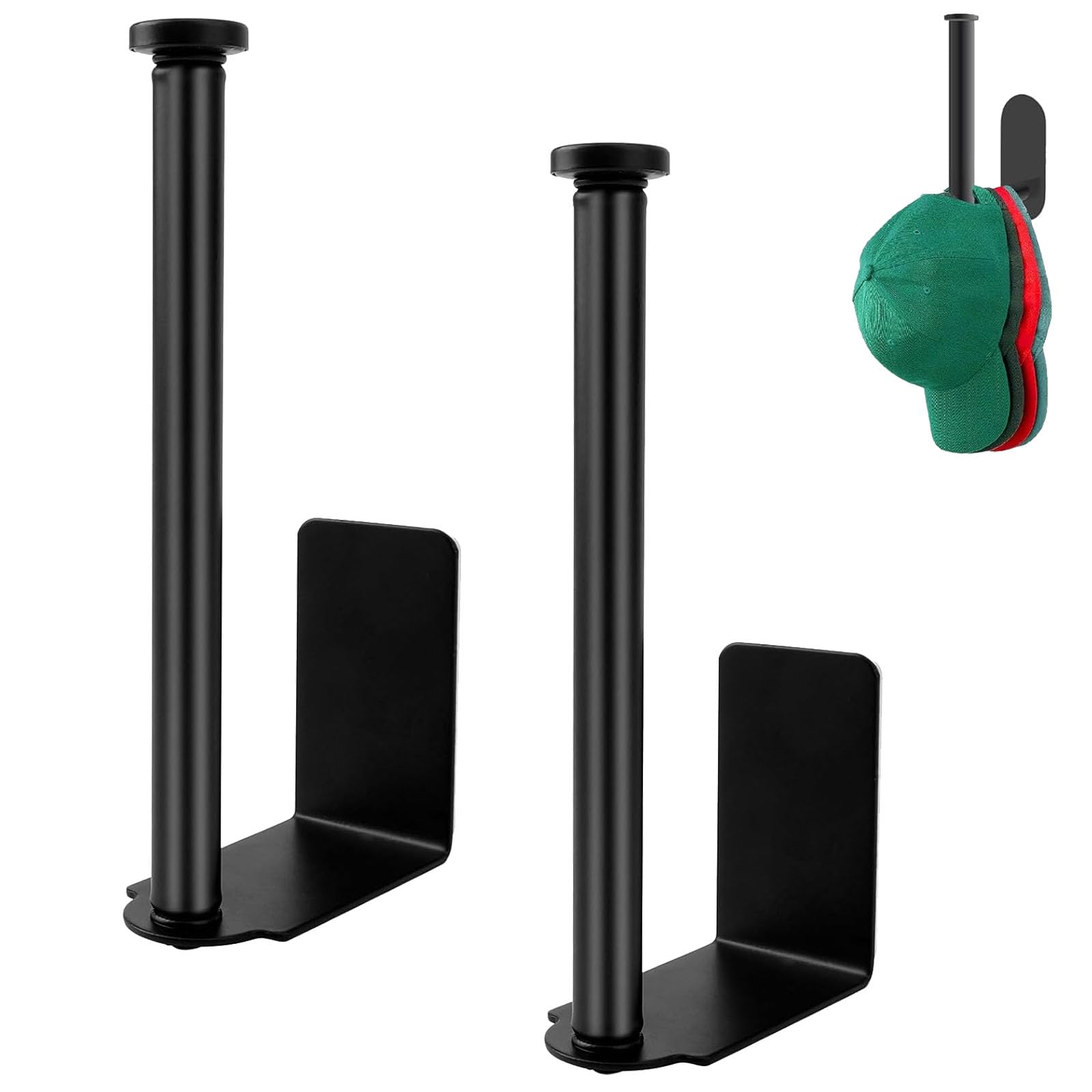 WNXBFO Self Adhesive Hat Hooks 2 Pcs Wall Mounted Hat Rack, Hat Storage, Wall Mounted Hat Rack, Metal Wall Hat Rack Hat Hanger, No Drilling Cap Hooks Cap Holder Stand for Door Close Bedroom