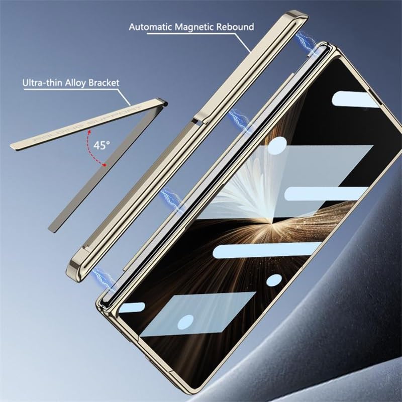 Protéger la charnière du Honor Magic V5 : coque robuste marron avec écran en verre intégré