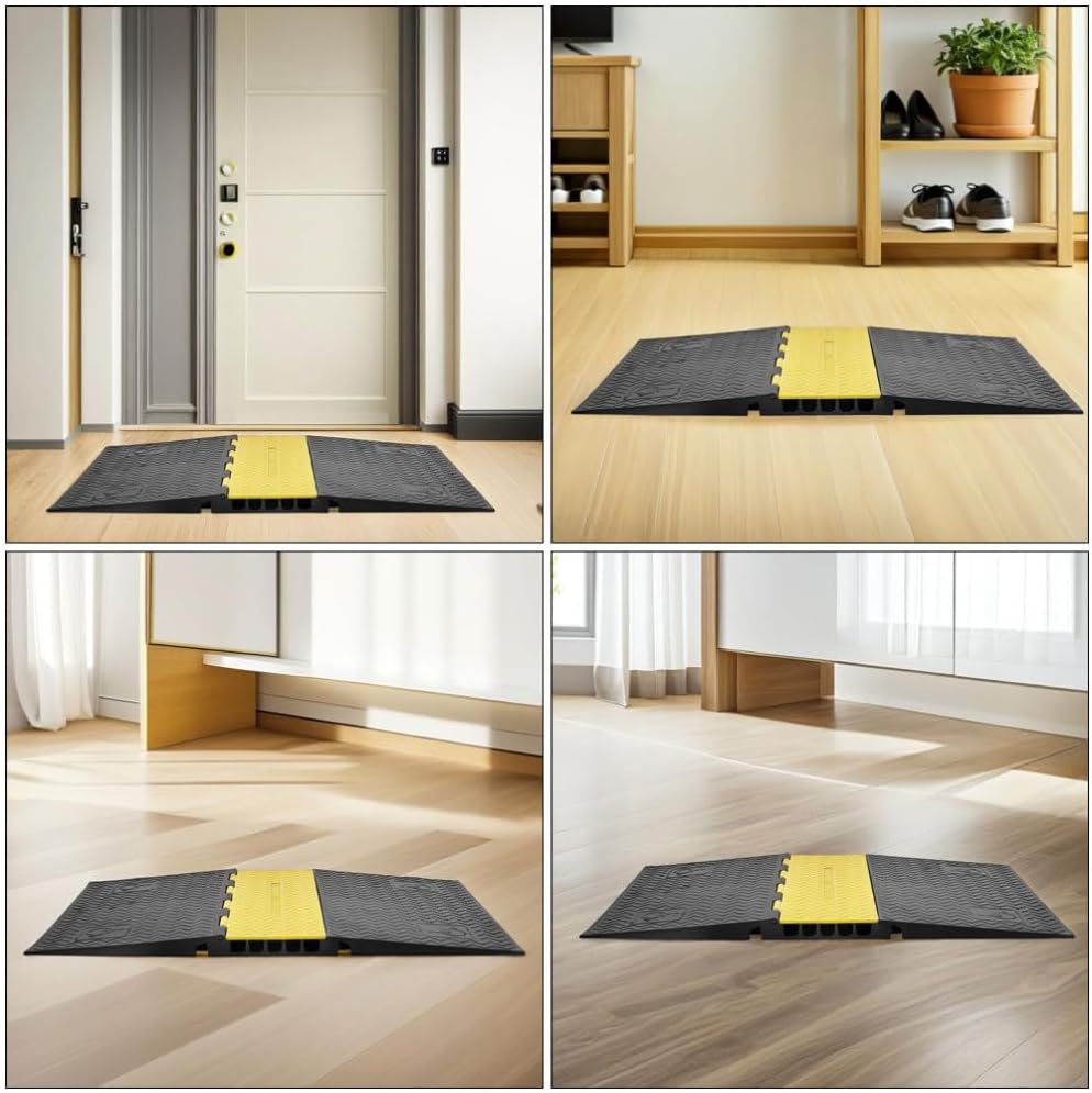 Healifty Cable Hider: 5-Channel Heavy Duty Cable Ramp Protector - 22000lbs Load Capacity Rubber Outdoor Extension Cord Cover for