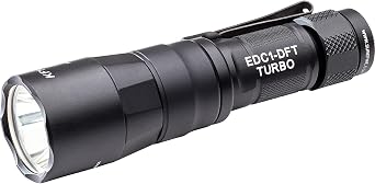 SureFire LED Flashlight - EDC1-DFT Up to 650 Lumens & 95,000 Candela, Black | Everyday Carry 1 Dual Fuel Turbo Beam LED Flashlight w/ Click Switch - Mil-Spec Hard Anodized IPX7 Black