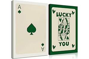 Lucky You Retro Poker Prints Wall Art Set for Home Decor
