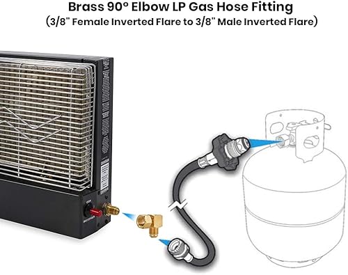 Miniatura 3 de Stanbroil Reemplazo del conector de codo de 90° para calentadores de gas de baja presión Olympian – 3/8" hembra flare x 3/8" macho Flare