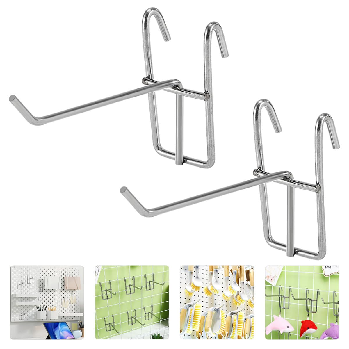 INOOMP 40 Ganci da Parete in Ferro Argento per Pannelli Dogati, Resistenti per Esposizione in Garage o Negozio