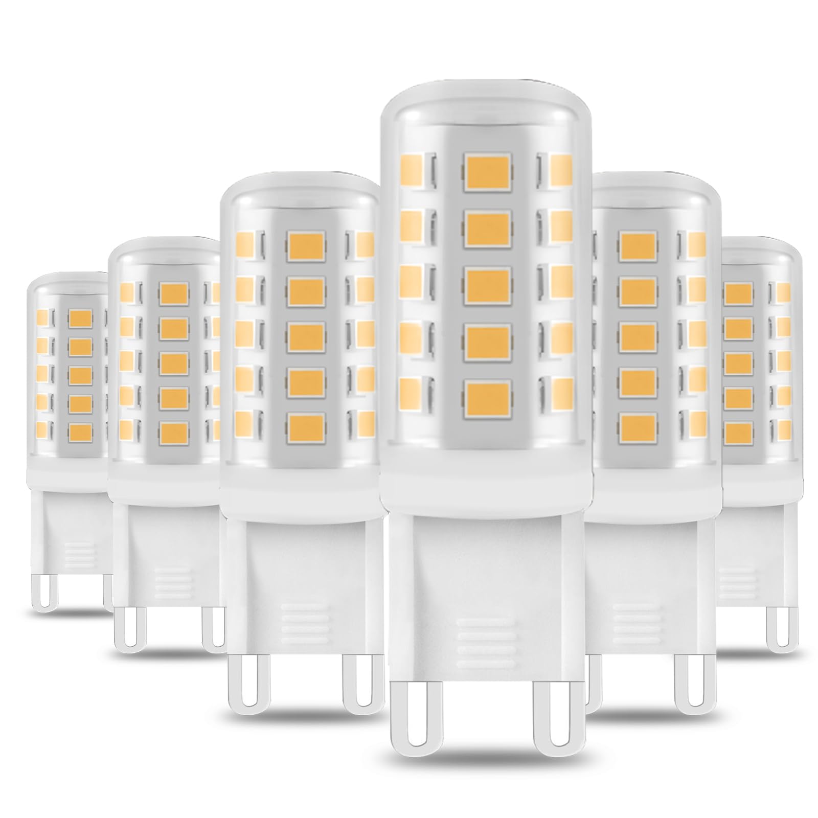 dalattin G9 LED Light Bulbs, 3000K Warm White G9 Base Bulbs 4W, 40 Watt T4 G9 Halogen Equivalent, 120V No-Flicker, 450LM, 360° Beam Angle, Non-dimmable Home Chandelier Light Bulbs, 5 Pack