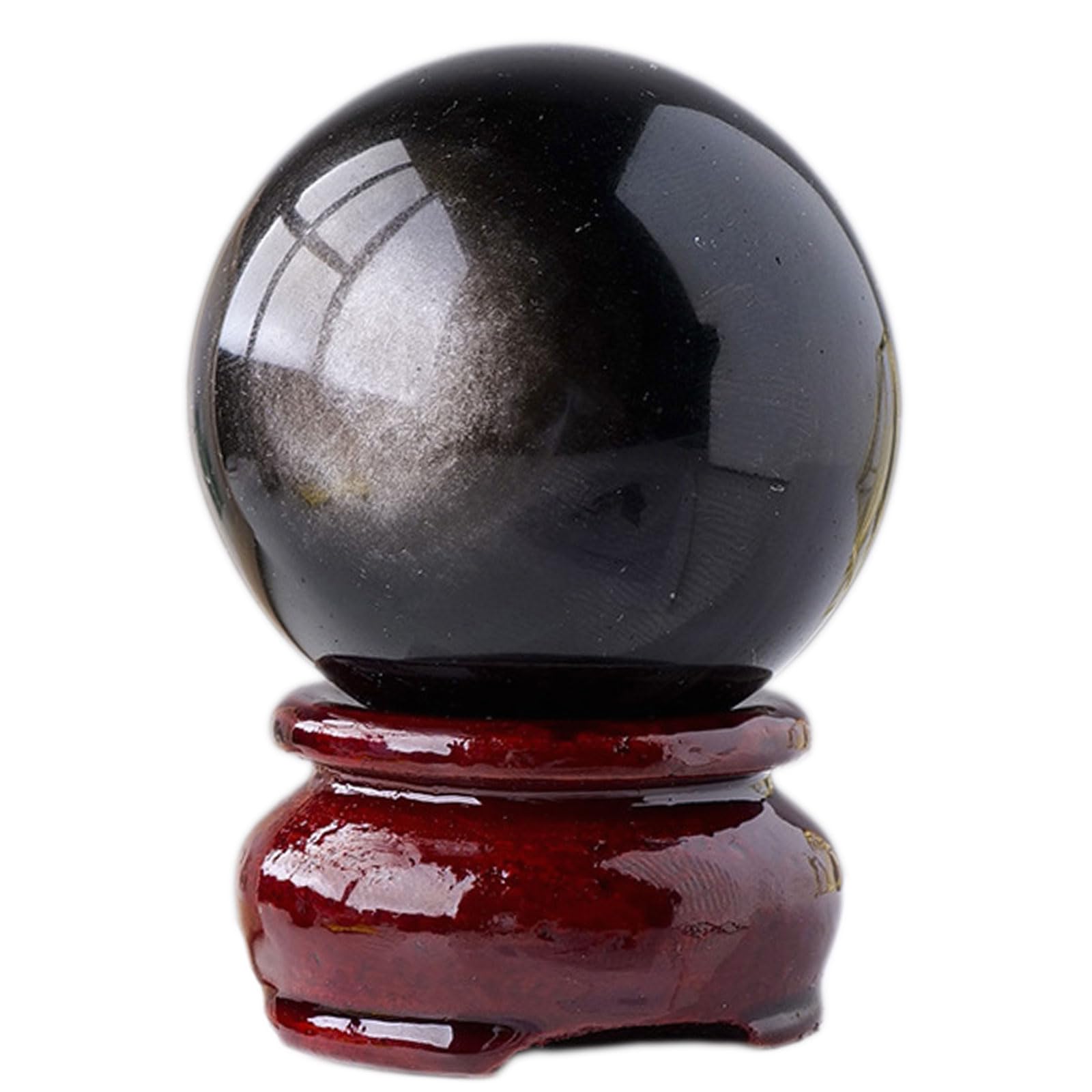 DFrywdgSEY crystal ball, Natural Silver Eye Obsidian Crystal Ball for Therapy, Divination, Home Decor(65mm)
