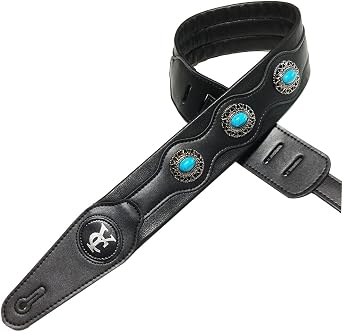Guitar Strap Ethnic Style Durable Adjustable Metal Blue Jewelry Strap for Acoustic Guitar Bass
