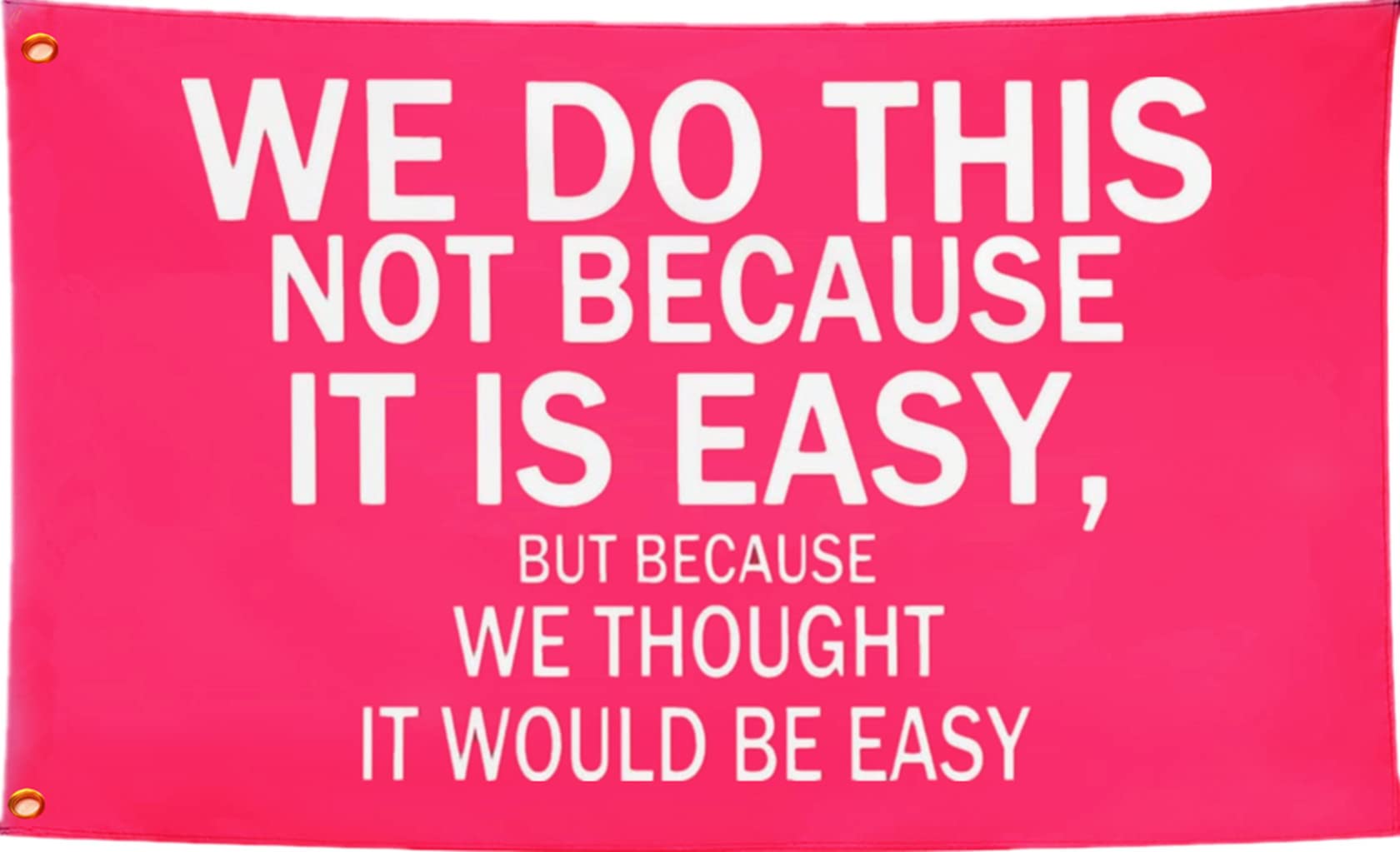 LUCKGEEY We Do This Not Because It Is Easy Flag 3x5ft,Inspirational Quote Wall Decor,But Because We Thought It Would Be Easy Tapestry with Rust-proof Brass Grommets. (Red 3x5)