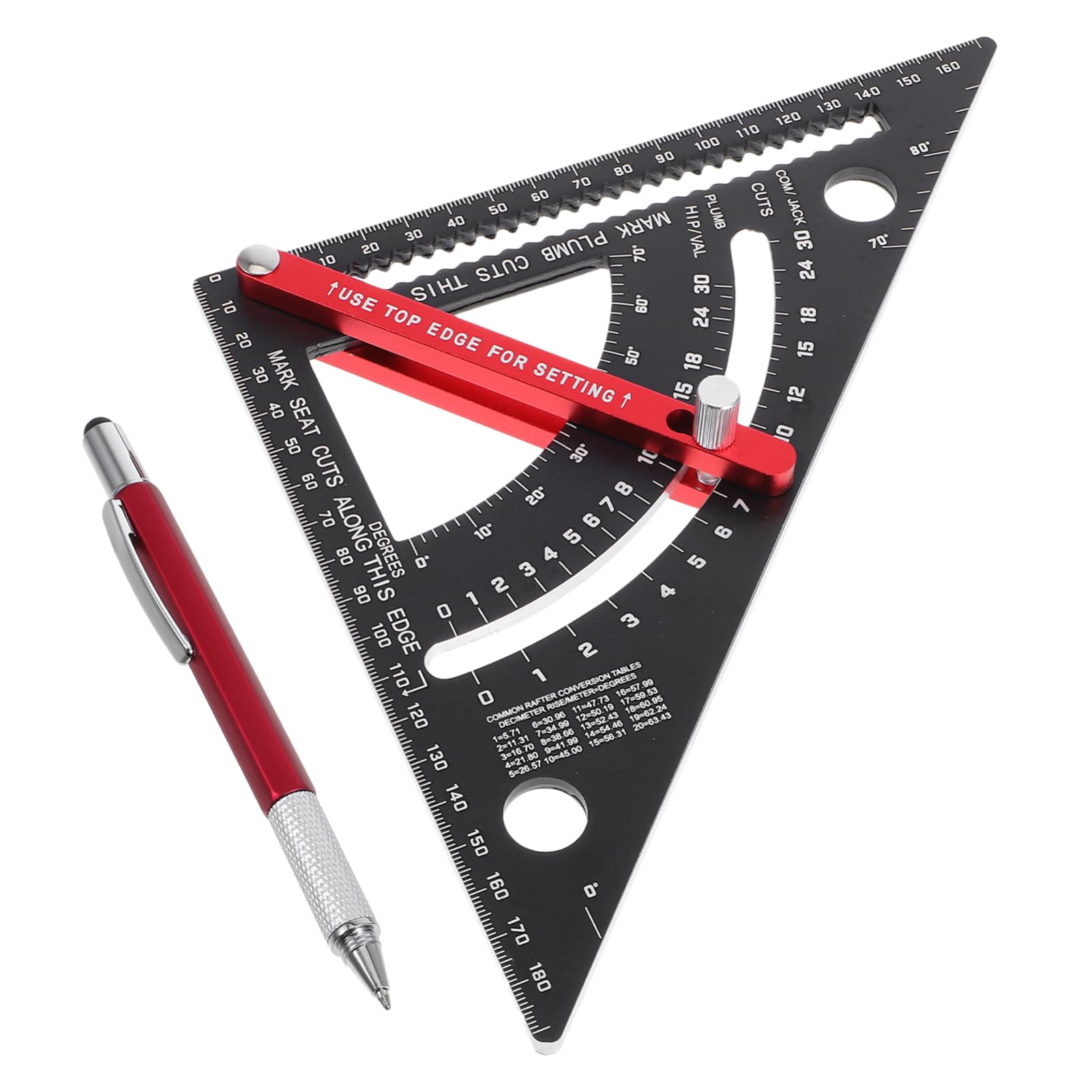 SEWACC 7 Adjustable Carpenter Square Ruler Aluminum Angle Ruler with Dual Measurement Scales for Woodworking Drafting and Engineering Includes Sturdy Ballpoint Pen