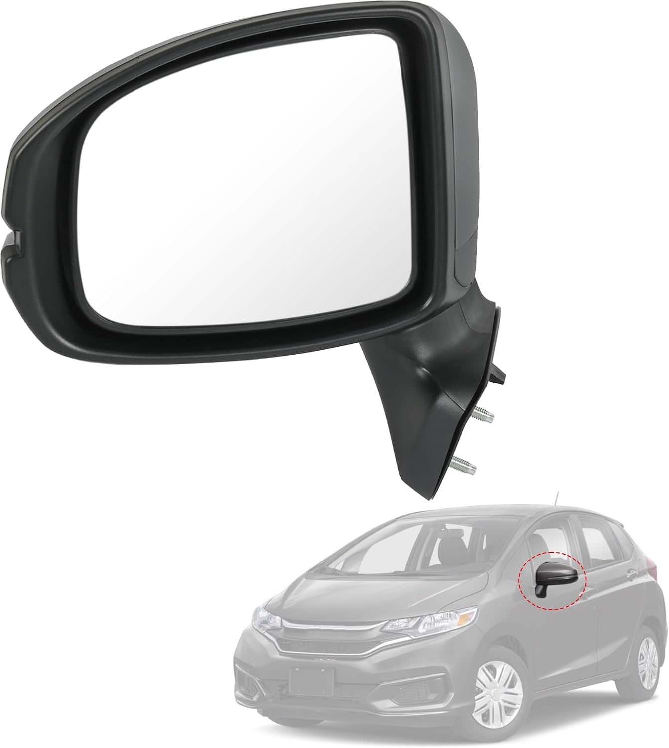 JDMSPEED Left Driver Side View Door Mirror Compatible with 2015-2020 Honda Fit Non-Heated Manual Folding Black Replace# HO1320332 76258-T5R-A01 76208-T5R-305(6 pin)