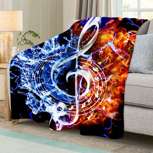 Jdowkoa Office Air Conditioning Blanket For Men Boys Lightweight Summer Throw Blanket Music Note Flannel Blankets Ice And Fire Fashion Throws For Sofa Couch 50"X 60" #TOP1