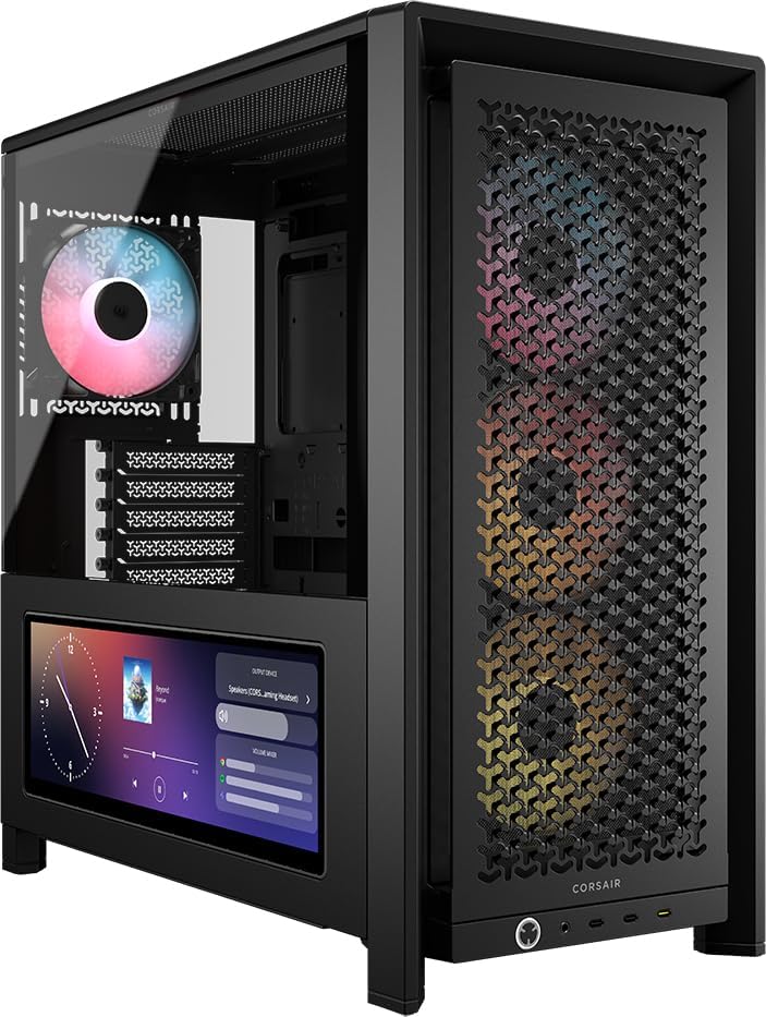 Frame 4000D LCD RS ARGB Modular Mid-Tower ATX PC Case - XENEON Edge LCD Touch Screen, InfiniRail Fan Mounting System, 4X RS120 ARGB PWM Fans - Black