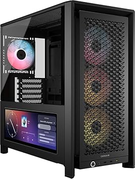 CORSAIR Frame 4000D LCD RS ARGB Modular Mid-Tower ATX PC Case – XENEON Edge LCD Touchscreen, InfiniRail Fan Mounting System, 4X RS120 ARGB PWM Fans, Reverse Motherboard Support – Black