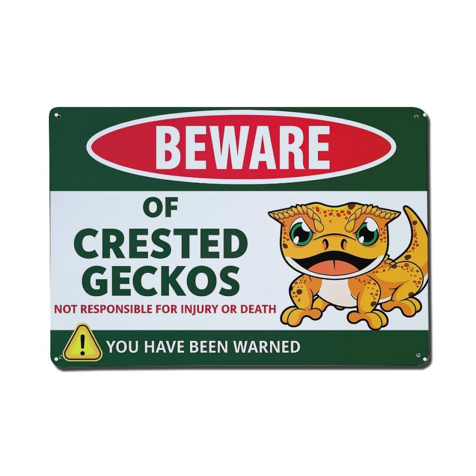 Beware Of Crested Geckos Warning Sign Metal Tin Sign Plaque